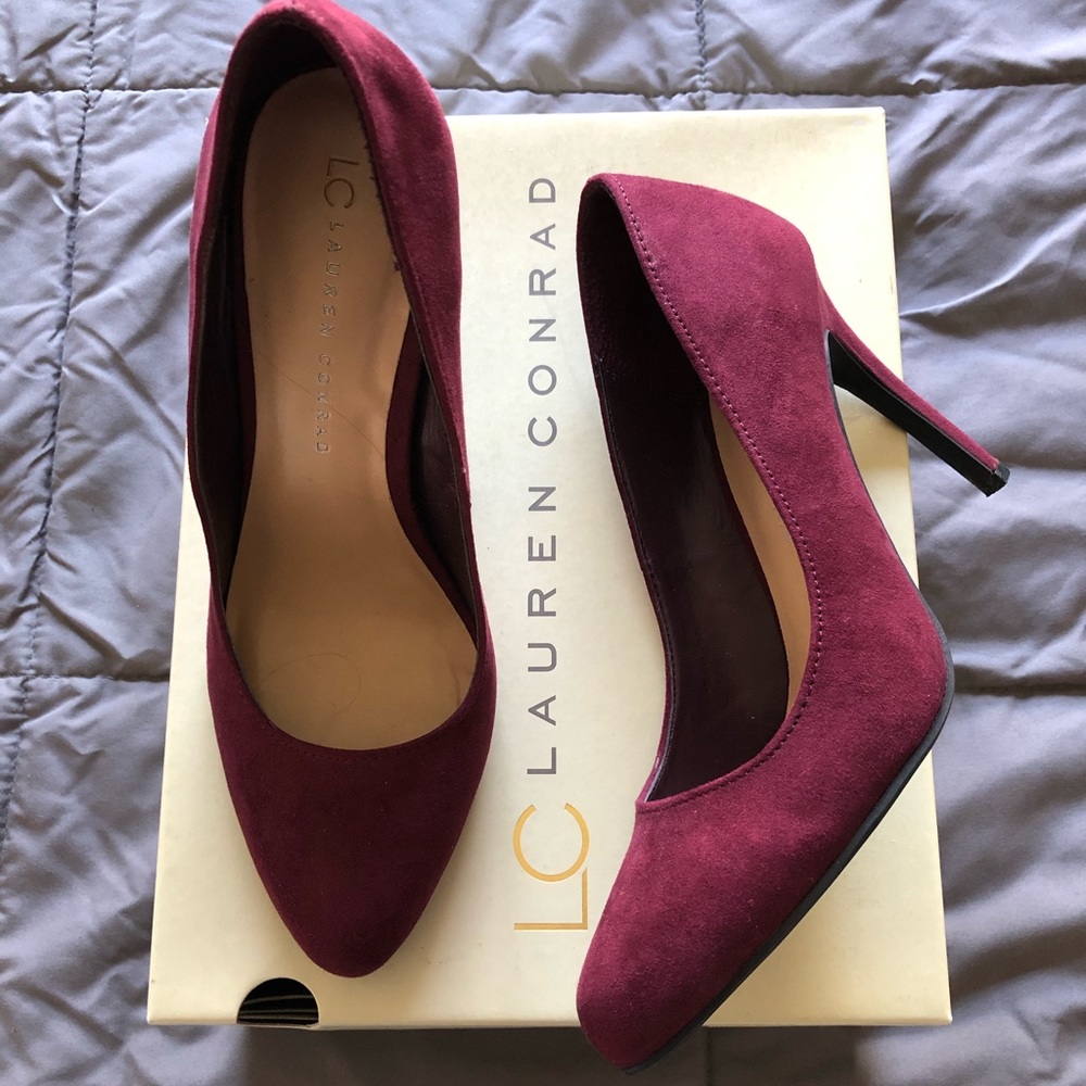 Wine Suede Heels